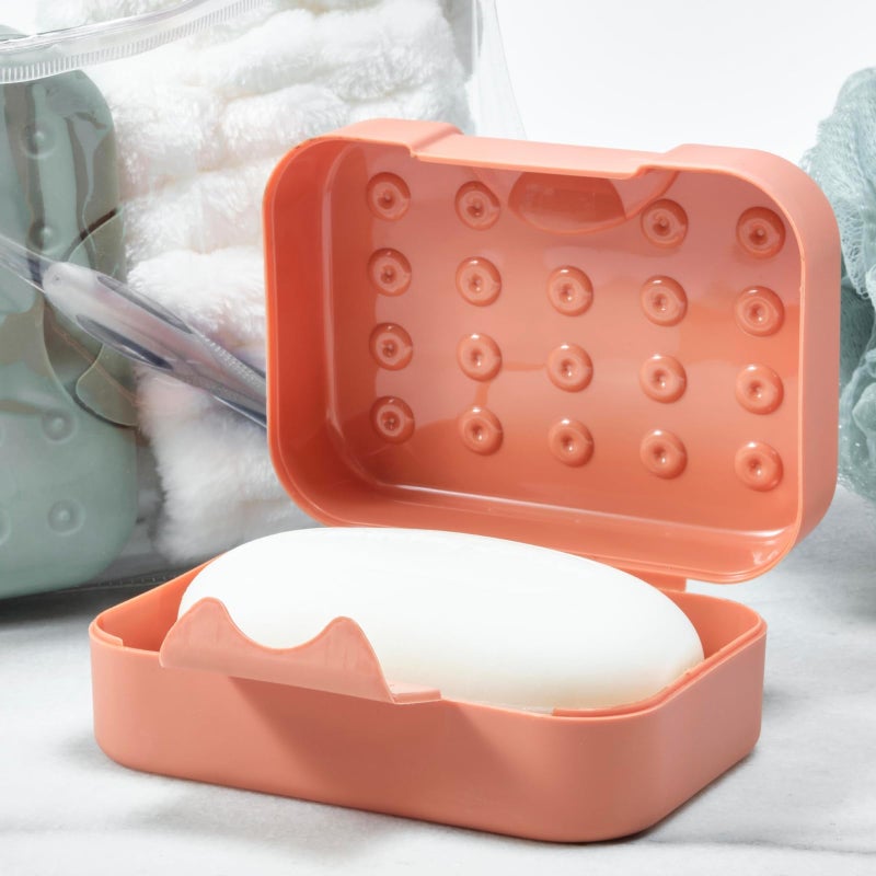 Okuna Outpost 4-Pack Soap Holder Travel Cases  Plastic Portable Soap Saver Container Set with Covers for Bathroom Organization  Gym  Hiking  Traveling  Camping (4 Colors  4.5x1.8x3.3 in) - Image 4